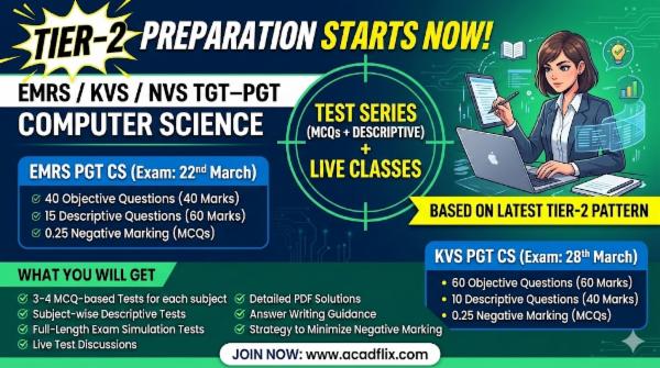 KVS/NVS/EMRS PGT CS - Tier 2 [Test Series + Live Classes] cover