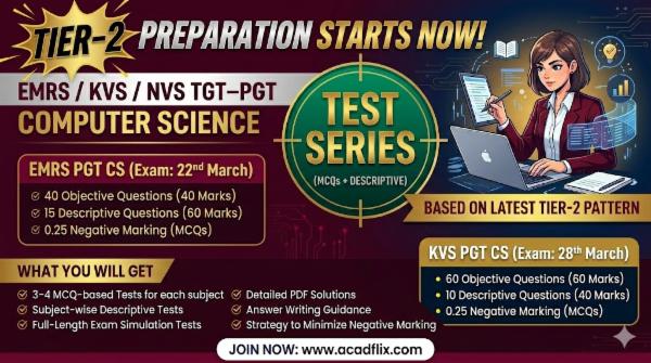 EMRS / KVS / NVS TGT–PGT CS [Tier-2 Test Series (MCQs + Descriptive) with Live Classes – 2026] cover