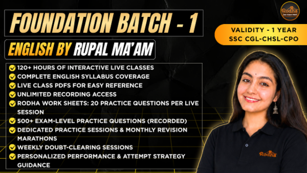 SSC English (Hindi + English ) | Foundation Batch 1 | By Rupal Ma'am | SSC CGL • CHSL • CPO cover