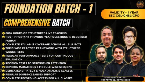 SSC 2026 Foundation Batch – 1 | Comprehensive Batch for SSC 2026 | Maths, Reasoning, English, and General Awareness - All in One for SSC CGL • CHSL • CPO cover