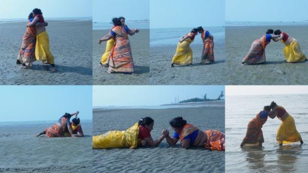 A beach tussle between two moms cover