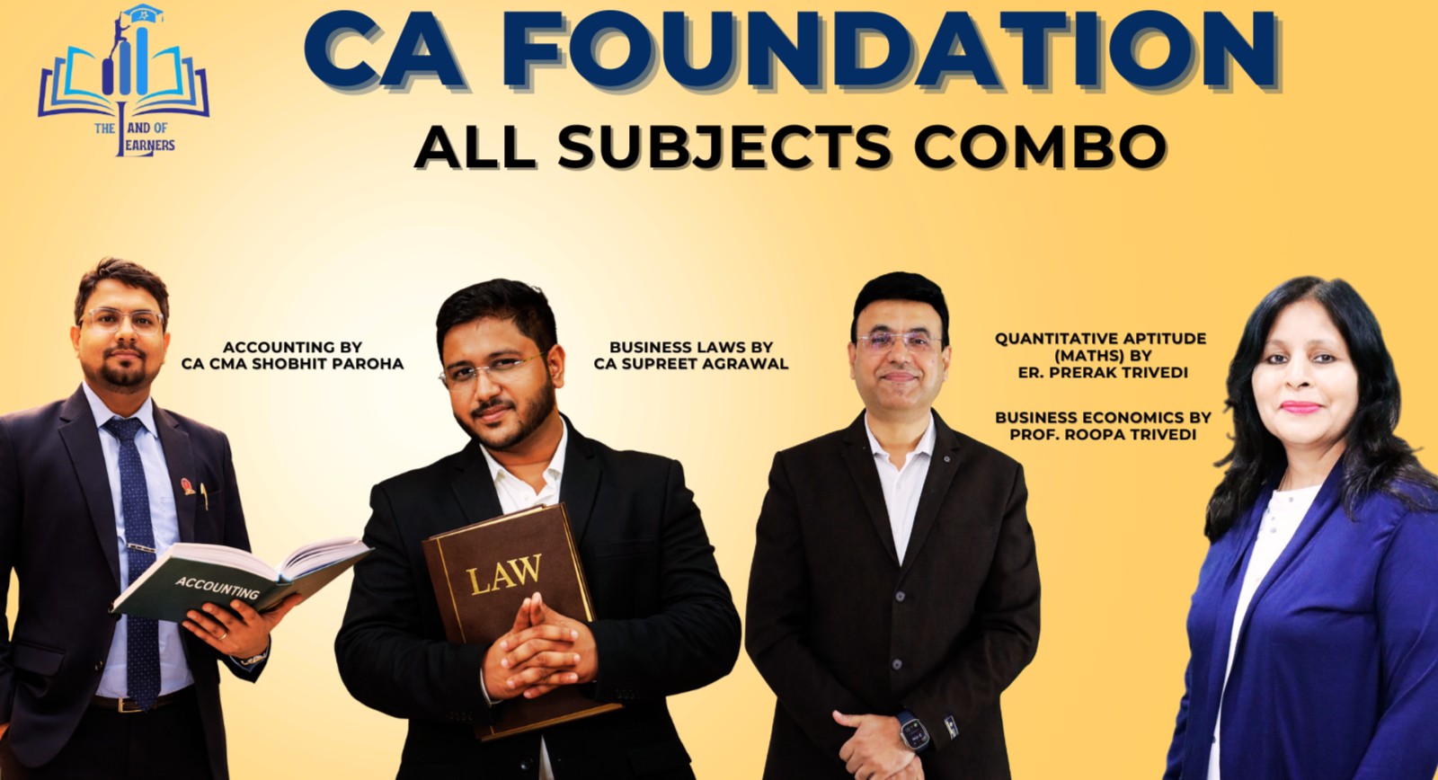 CA Foundation All Subjects Combo - Accounting, Business Laws, Quantitative Aptitude (Maths) & Business Economics (TLOL x PACE) cover