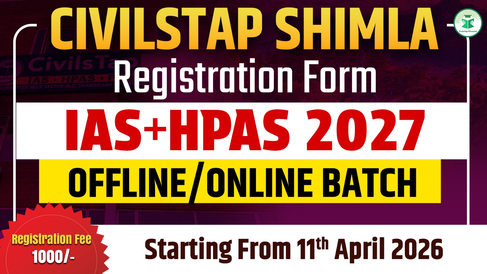Registration Form of HPAS 2027 Offline Batch-2 (Shimla Center) cover
