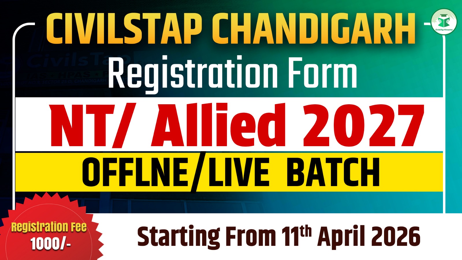 Registration Form of NT/Allied 2026 Offline/Live Batch -3 cover