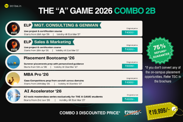 The A Game Combo 2B 2026: ELP (Consulting & GenMan + Sales & Marketing) + Placement Bootcamp + MBA Pro + AI Accelerator cover