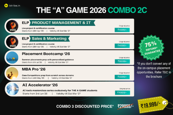 The A Game Combo 2C 2026: ELP (ProdMan & IT + Sales & Marketing) + Placement Bootcamp + MBA Pro + AI Accelerator cover