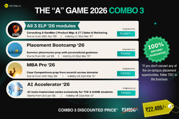 The A Game Combo 3 2026: ELP (Consulting & GenMan + ProdMan & IT + Sales & Marketing) + Placement Bootcamp + MBA Pro + AI Accelerator cover