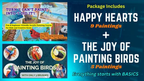 Happy Hearts and Birds Painting Course cover