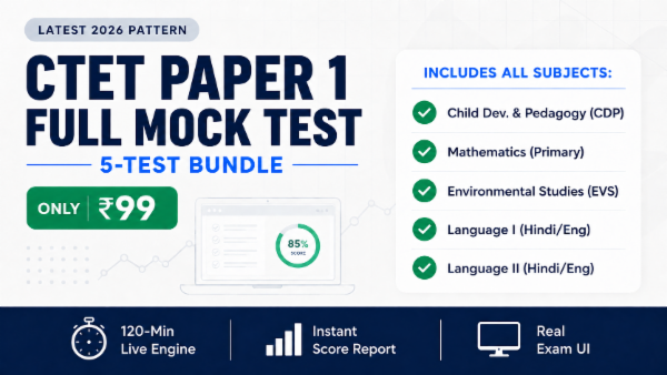 CTET Paper 1 Full Mock Test Series (All Subjects Included) cover