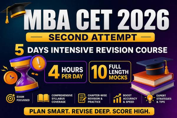 MBA CET 26 (Second Attempt)- 5 Days LIVE INTENSIVE REVISION WORKSHOP + 10 MOCK TESTS cover