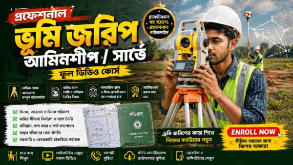 প্রফেশনাল ভূমি জরিপ আমিনশীপ সার্ভেয়ার ভিডিও কোর্স cover