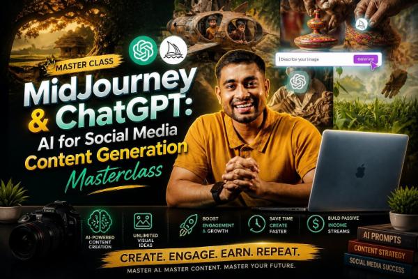 MidJourney & ChatGPT: AI for Social Media Content Generation Masterclass cover
