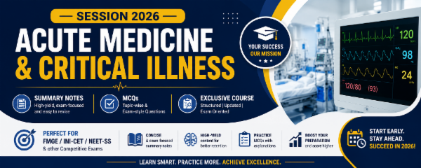 Acute medicine and critical illness Summary notes, MCQs, session 2026 Subject Exclusive Course cover