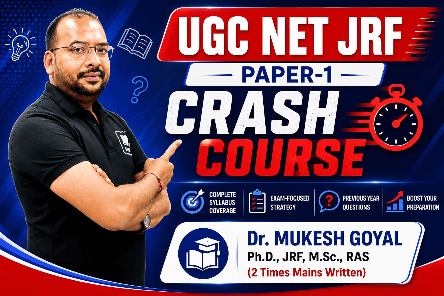 UGC NET JRF PAPER-1 CRASH COURSE JUNE-2026 Exam cover