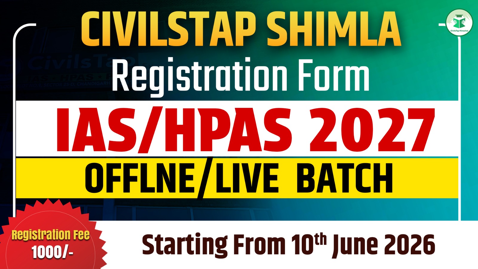 Registration Form of HPAS 2027 Offline Batch-4 (Shimla Center) cover