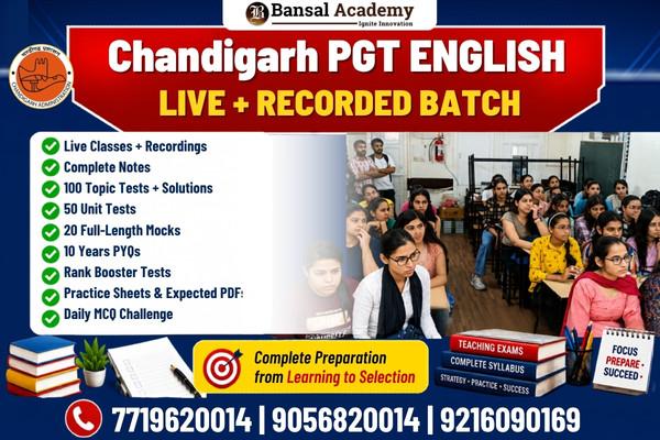 Chandigarh PGT English Live BATCH