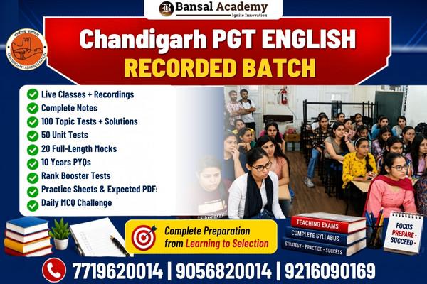 Chandigarh PGT English Recorded BATCH