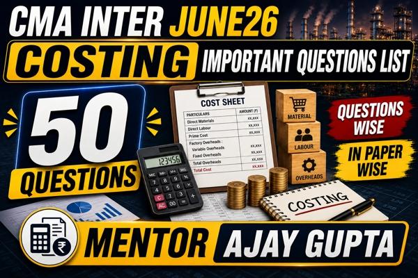 CMA INTER P8- COSTING JUNE26 IMPORTANT QUESTIONS LIST cover