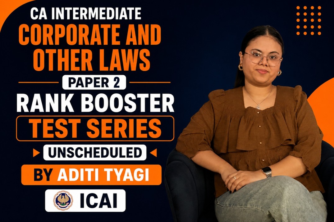 CA Intermediate Corporate & Other Laws | Rank Booster Test Series | Paper 4 | Unscheduled | ICAI | Sep 2026 & Jan 2027 |CA Aditi Tyagi cover