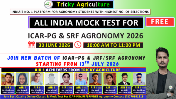 ALL INDIA MOCK TEST FOR ICAR-PG & JRF/SRF AGRONOMY 2026 cover