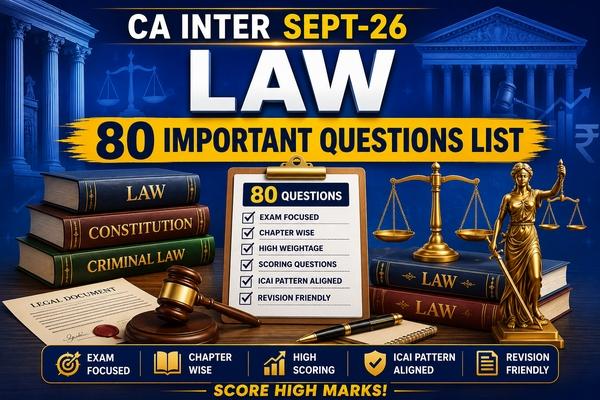 CA INTER SEPT26 LAW IMPORTANT QUESTIONS LIST cover