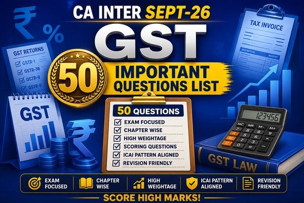 CA INTER SEPT26 GST IMPORTANT QUESTIONS LIST cover