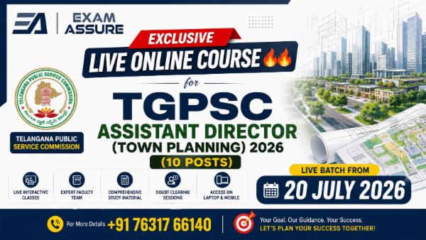 Online Batch for TGPSC AD (Town Planning) 2026 by Exam Assure Classes (Live Batch from 20 July 2026) cover