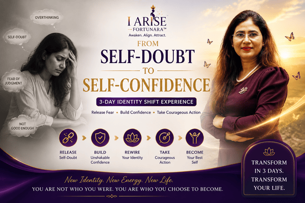 FROM SELF-DOUBT TO SELF-CONFIDENCE  3-Day Identity Shift Experience  Release Fear • Build Confidence • Take Courageous Action cover