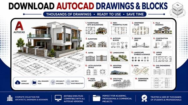 DOWNLOAD AUTOCAD DOWNLOAD AUTOCAD DRAWINGS, BLOCKS, ELEVATIONS WITH PLAN AND MORE (3000 PLUS FILES)