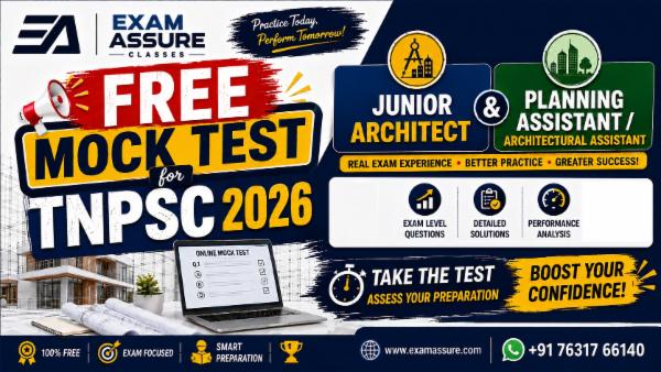 TNPSC Mini Mock Test - Junior Architect | Planning Assistant / Architectural Assistant 2026 by Exam Assure Classes (Free Sample Mock) cover