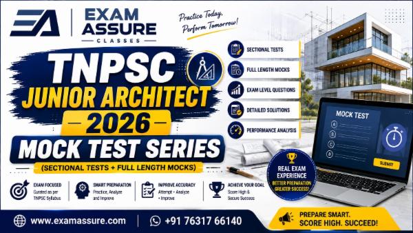 Mock Test Series for TNPSC Junior Architect 2026 by Exam Assure Classes (Sectional Tests + Full Length Mocks) cover