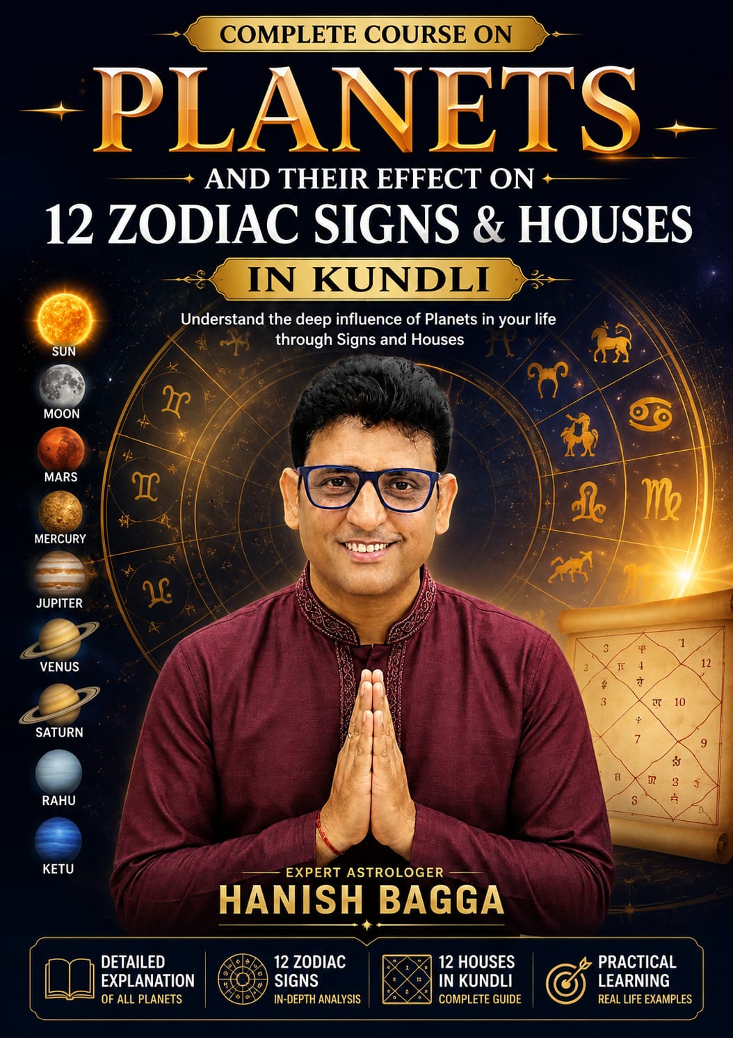 Complete course on Planets and their effect on 12 Zodiac Signs & Houses in Kundli cover