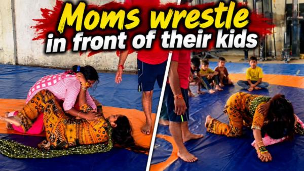 Moms wrestle in front of their kids || For a cause cover