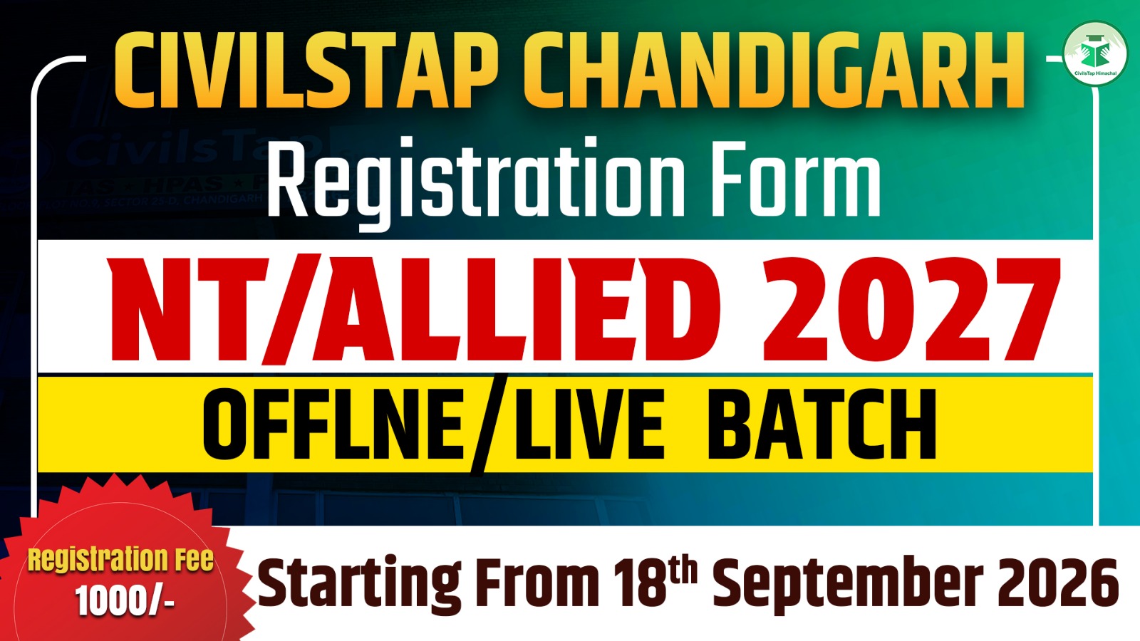 Registration Form of NT/Allied 2026 Offline/Live Batch -8 cover