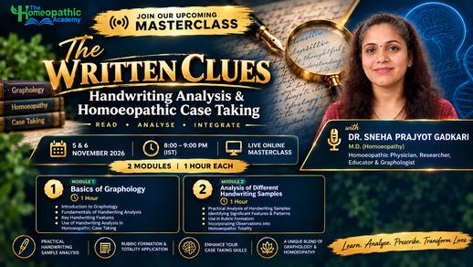 Join Our Upcoming Masterclass on Handwriting Analysis & Homoeopathic Case Taking cover