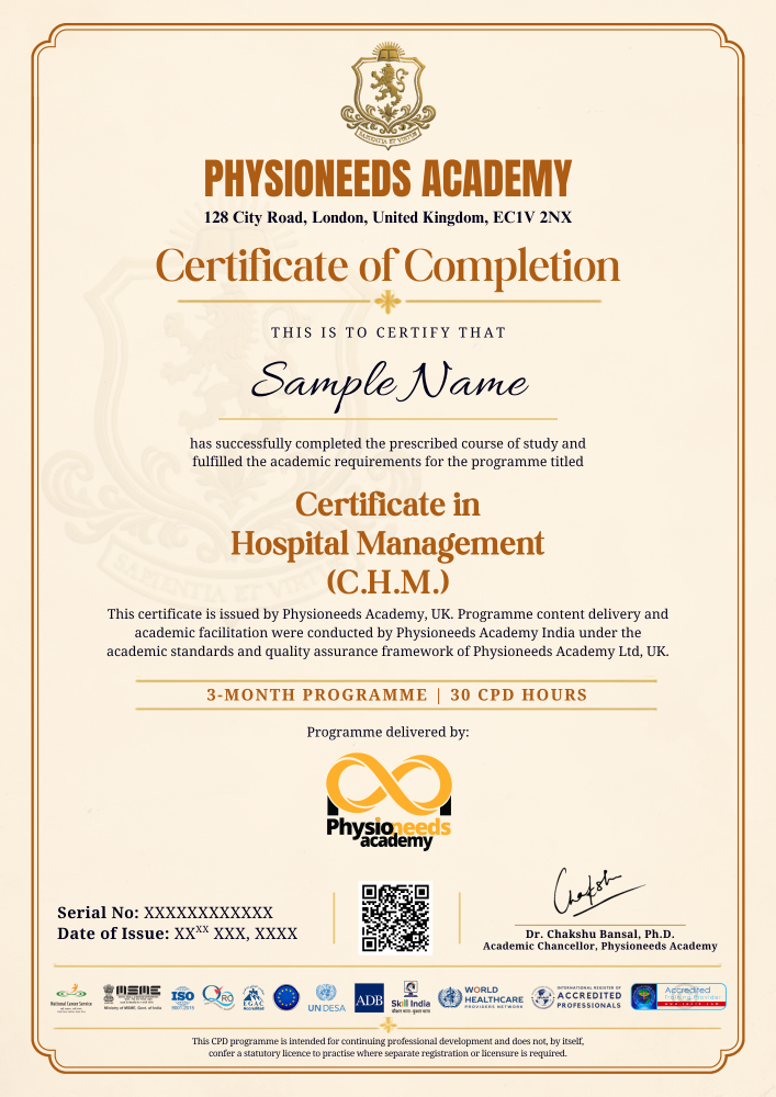 Sample Certificate in Hospital Management (C.H.M.)