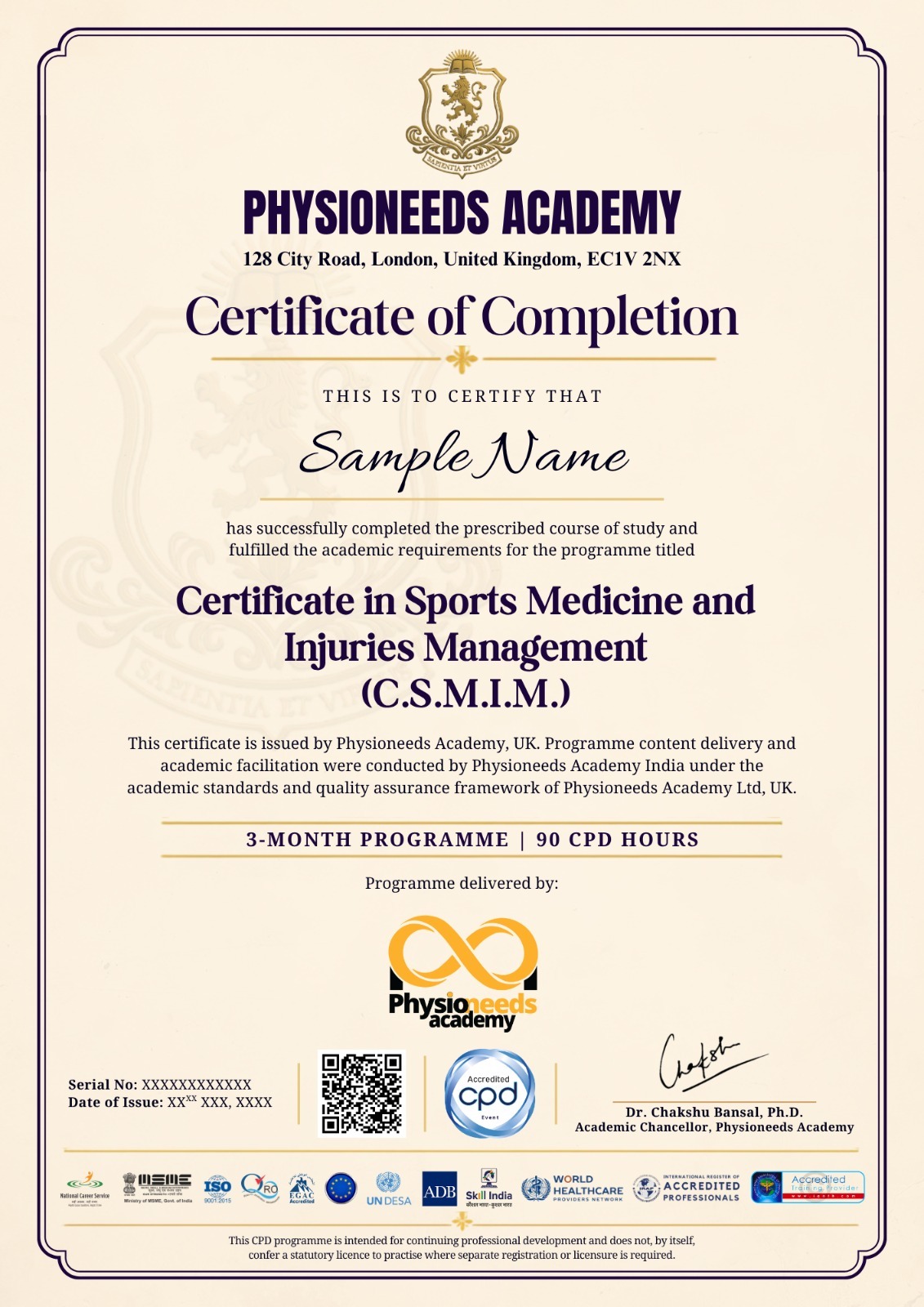Certificate gallery image 1 — replace with approved C.S.M.I.M. asset