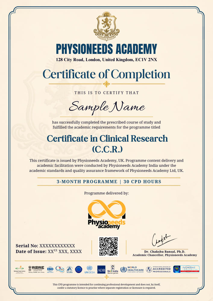 Certificate in Clinical Research certificate 1