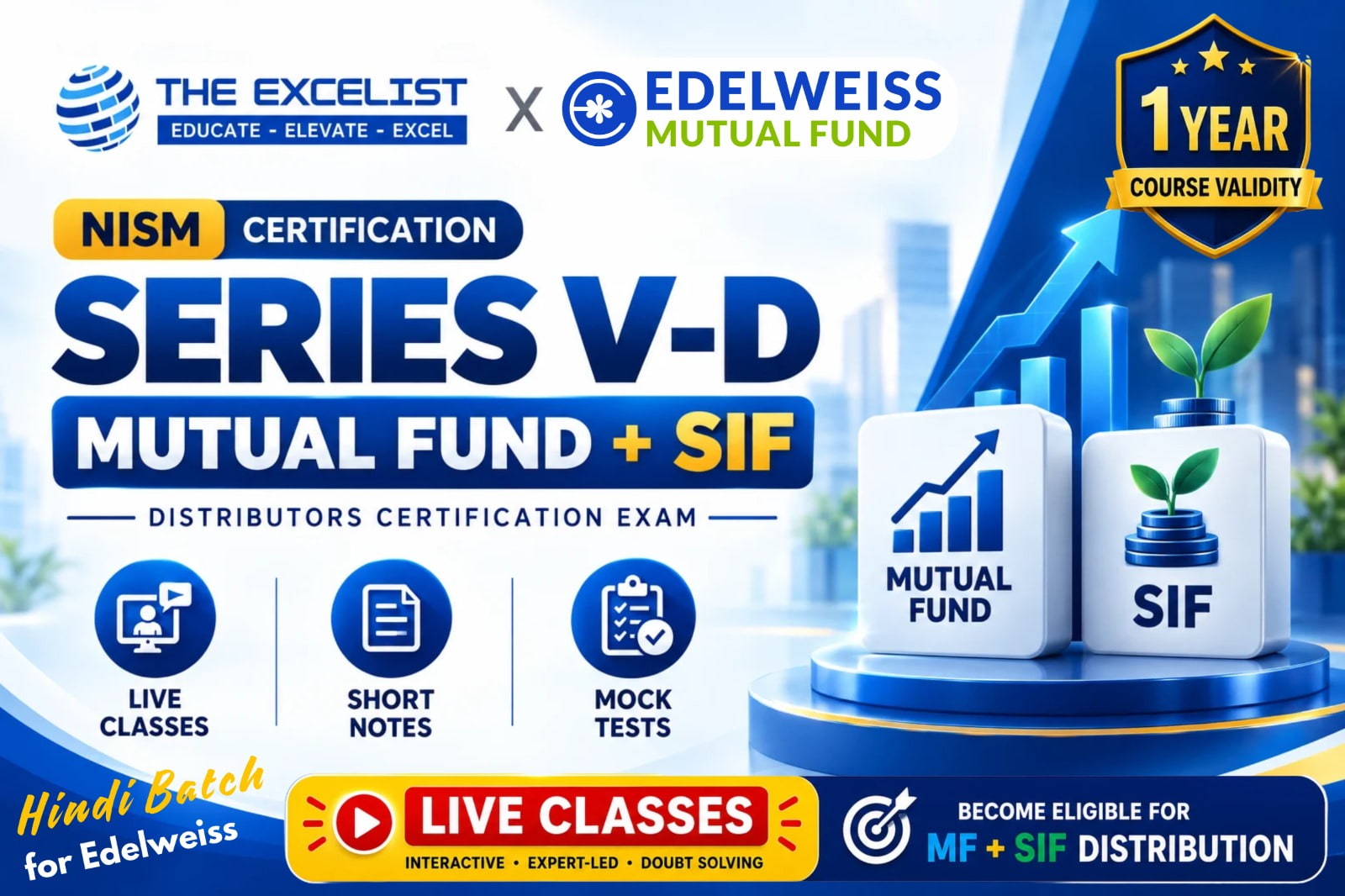 Live Session & Mock Test: NISM-Series-V-D (Edelweiss Mutual Fund) - Hindi cover