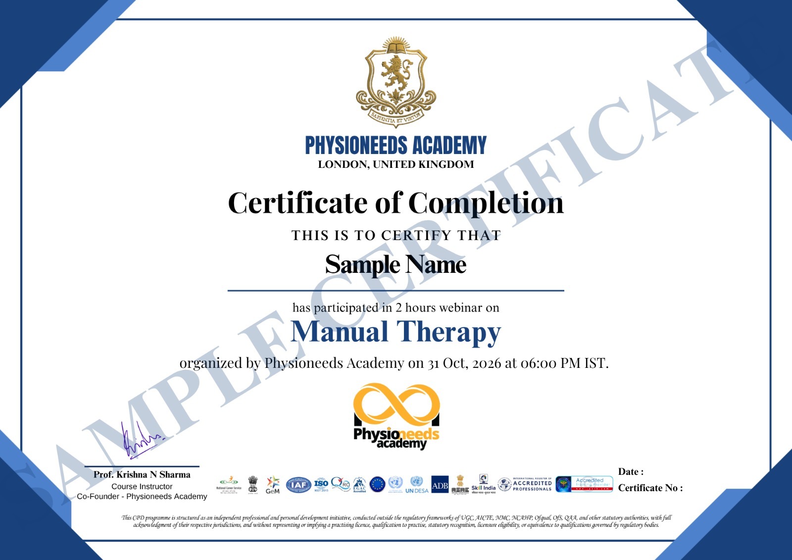 UK Accredited Certificate from London UK