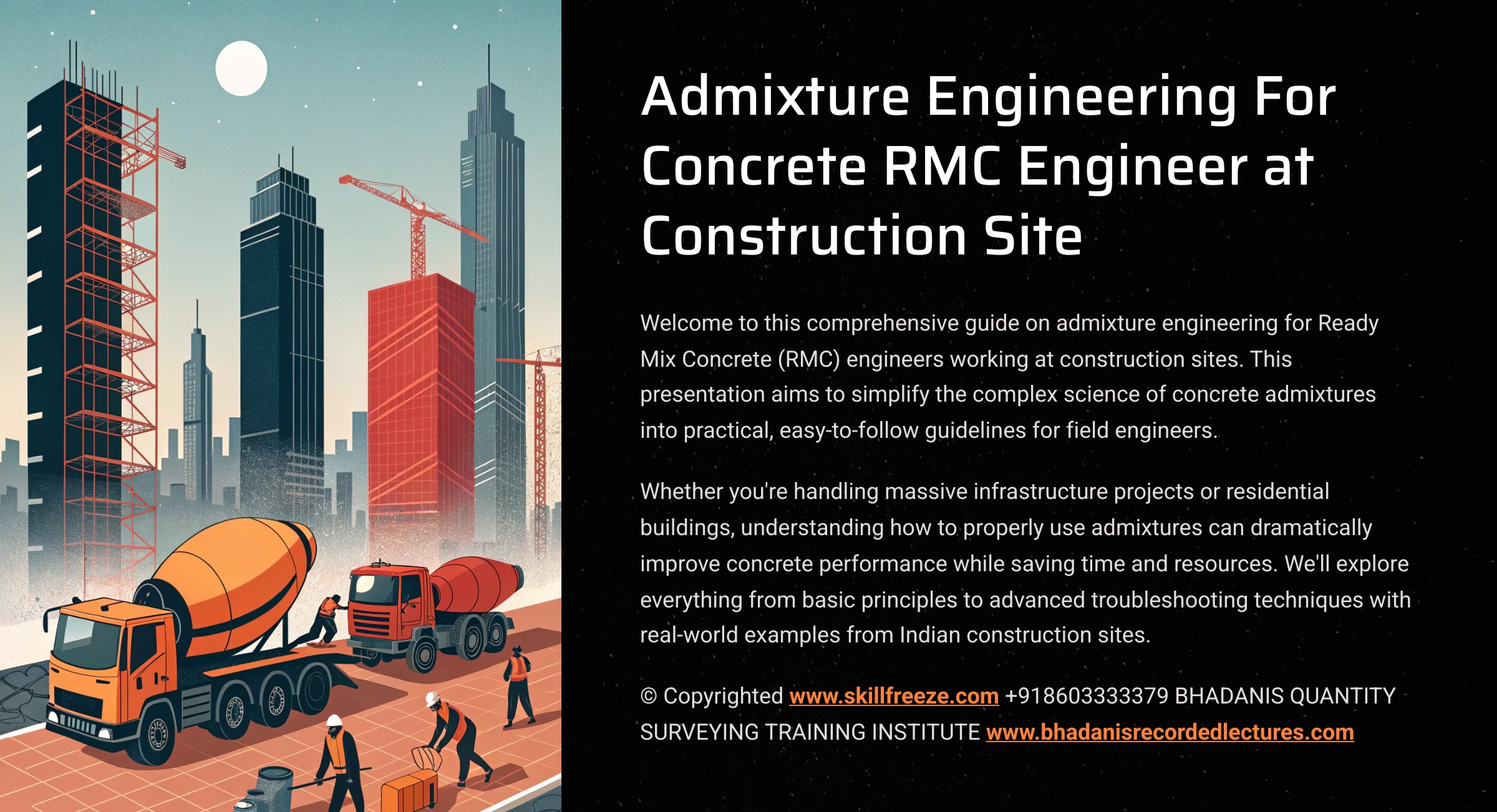 Admixture Engineering For Concrete RMC Engineer at Site