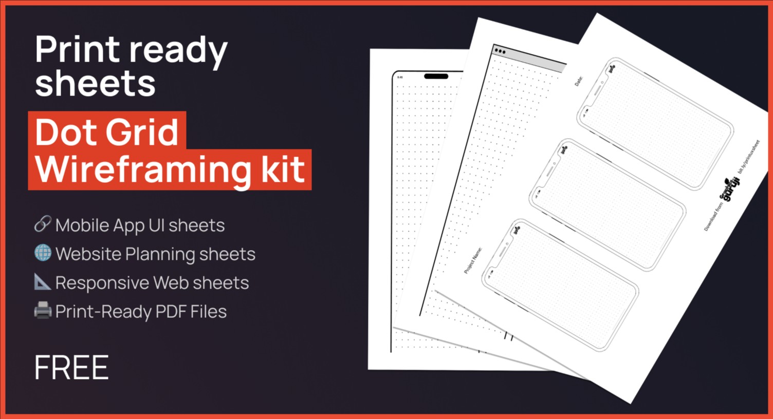 Dot grid sheets for UX - printable wireframes