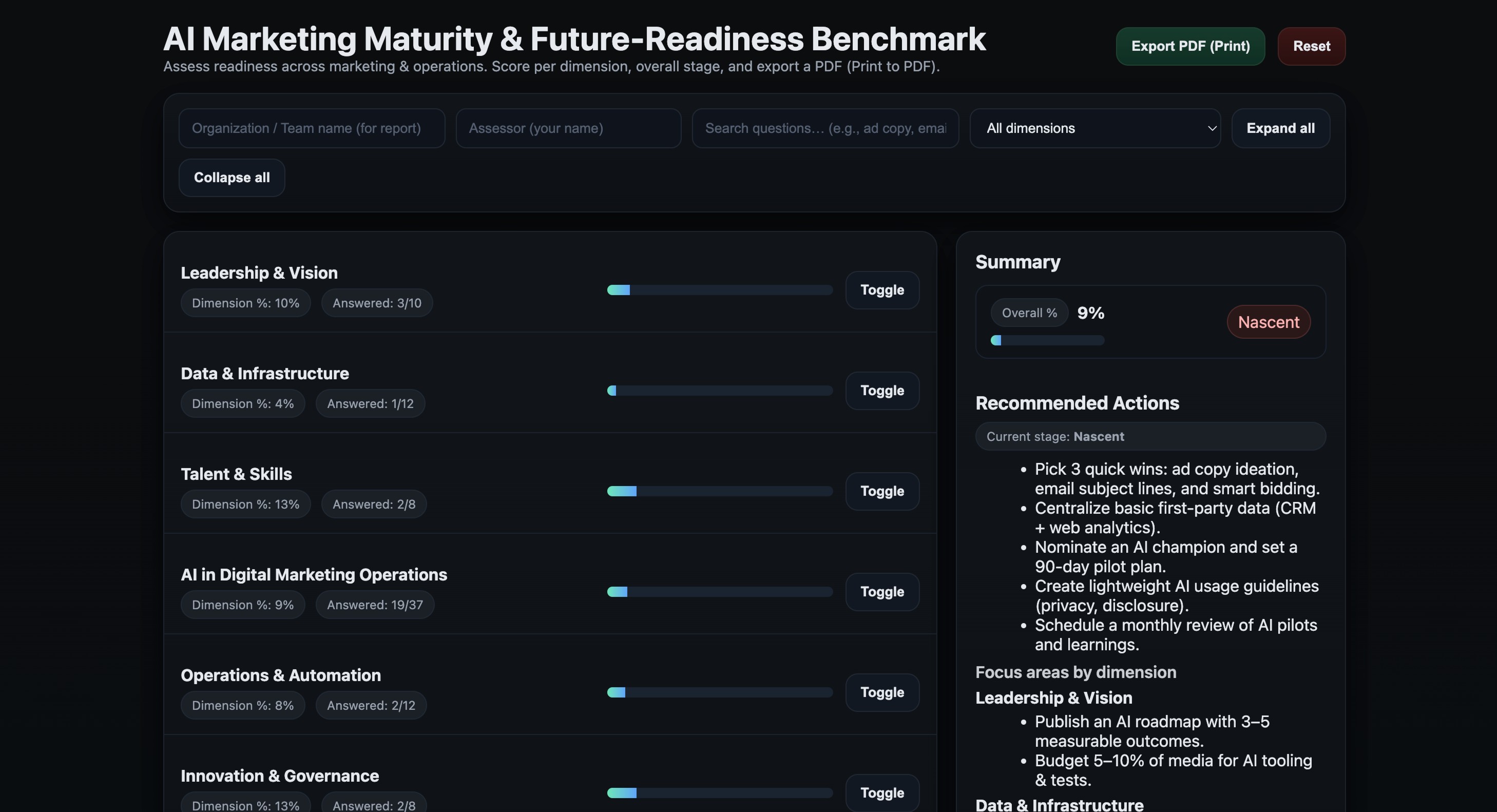 AI Marketing Benchmark tool