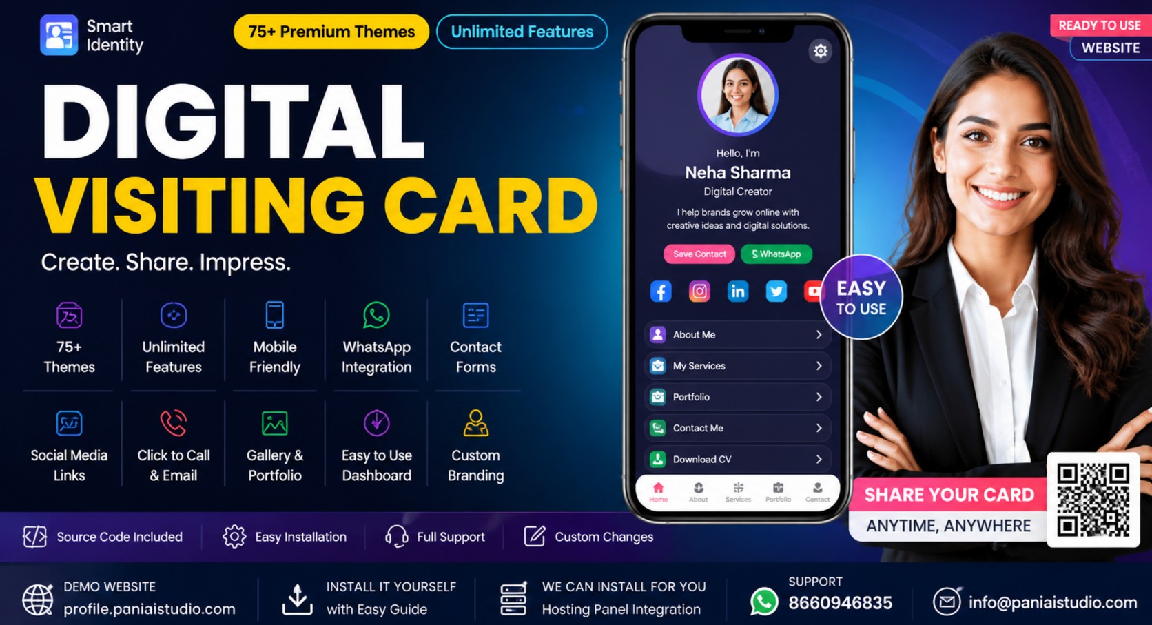 Digital Visiting Card Website with Source Code