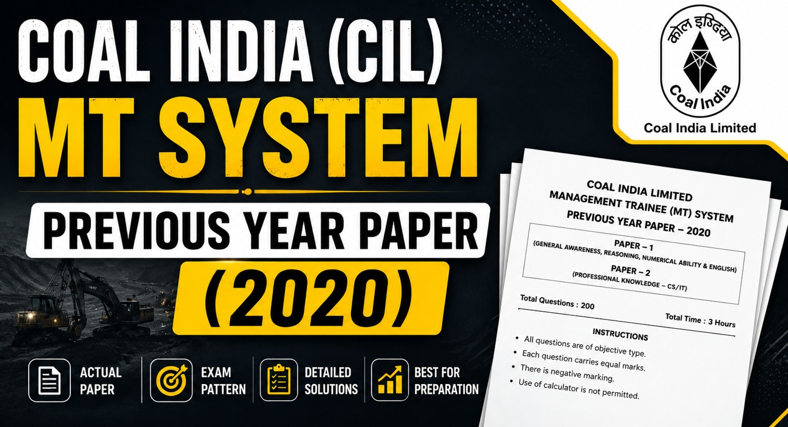 Coal India (CIL) MT System Previous Year Paper (2020)