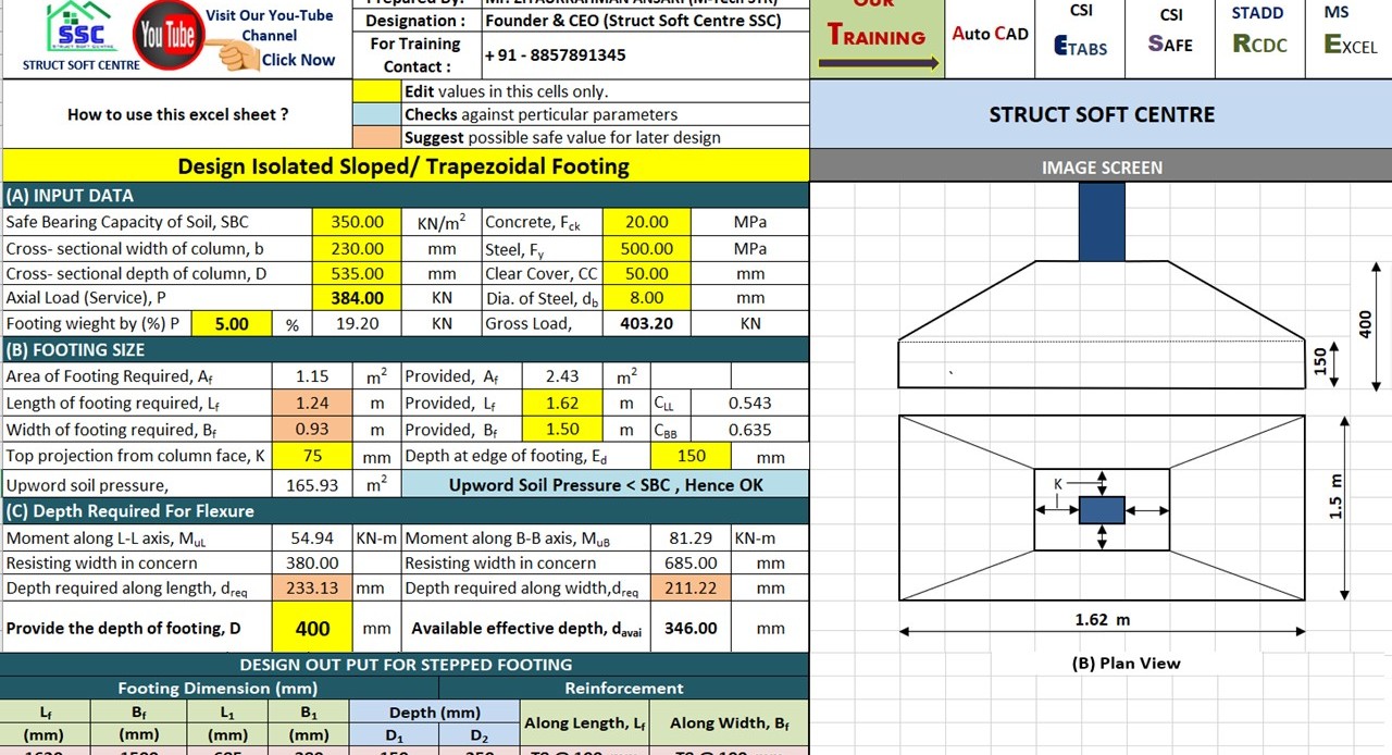 Sloped or Trapezoidal Footing Design (SSCEST013)