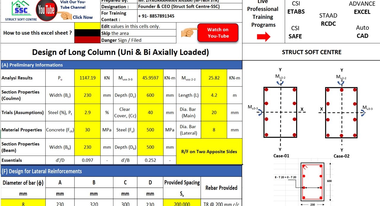 Uni & Bi-Axially Loaded Long Column Design (SSCEST007)