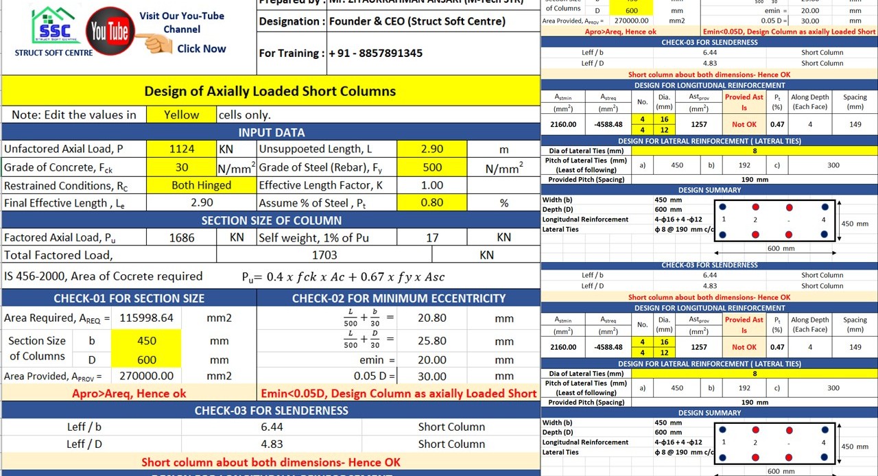 Axially Loaded Short Column Design (SSCEST006)