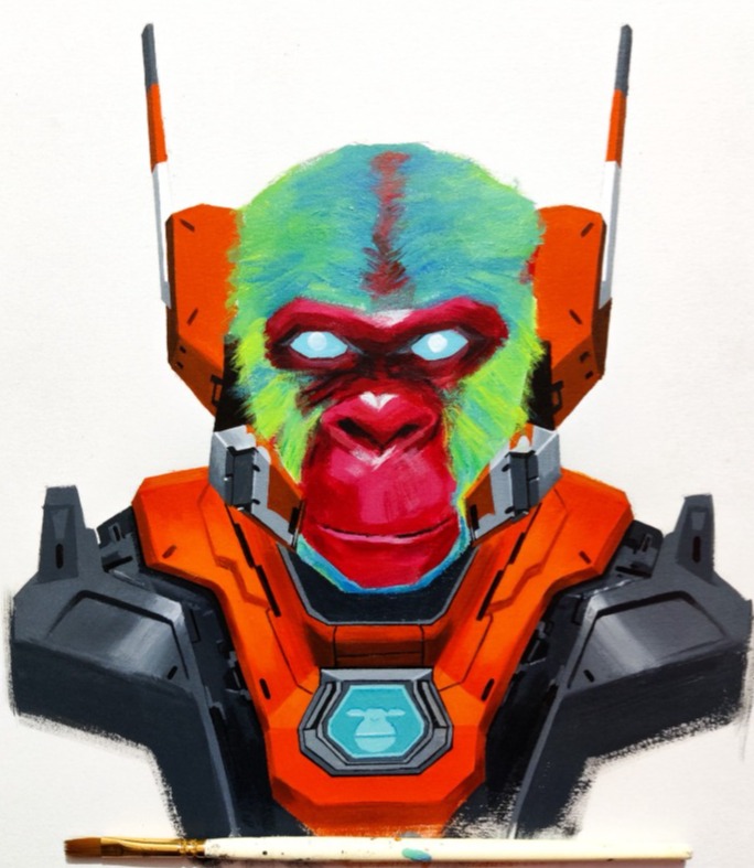 Cyborg • Acrylic paints on A3 paper