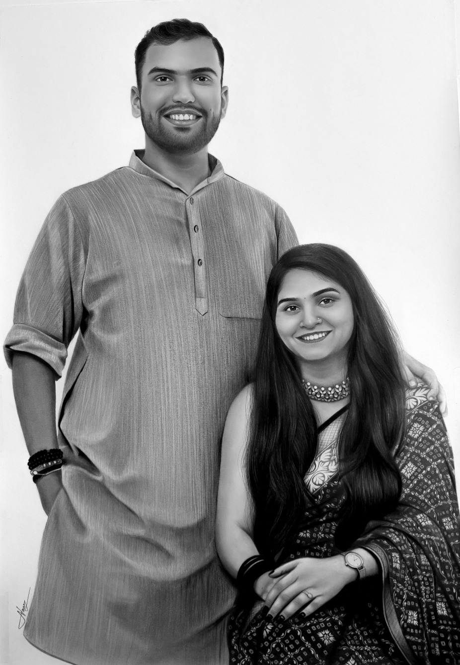 Commission Portrait • Graphite + Charcoal on A2 paper